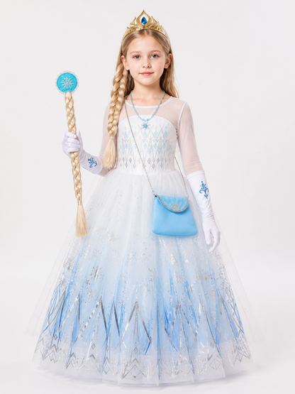 Snow Queen Costume with Dress and Crown Costume Dresses detail 3