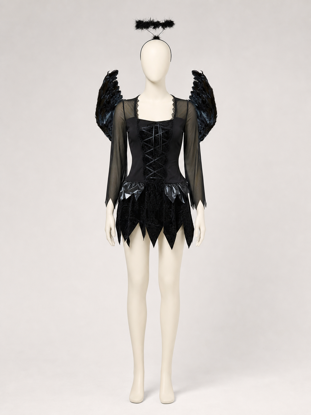 Black Angel Cosplay Costume with Wings Costumes detail 3