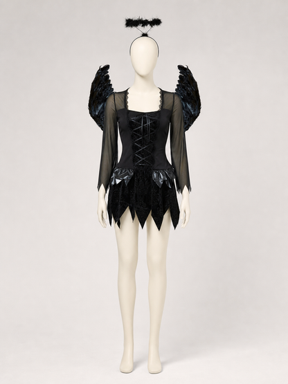 Black Angel Cosplay Costume with Wings Costumes detail 3