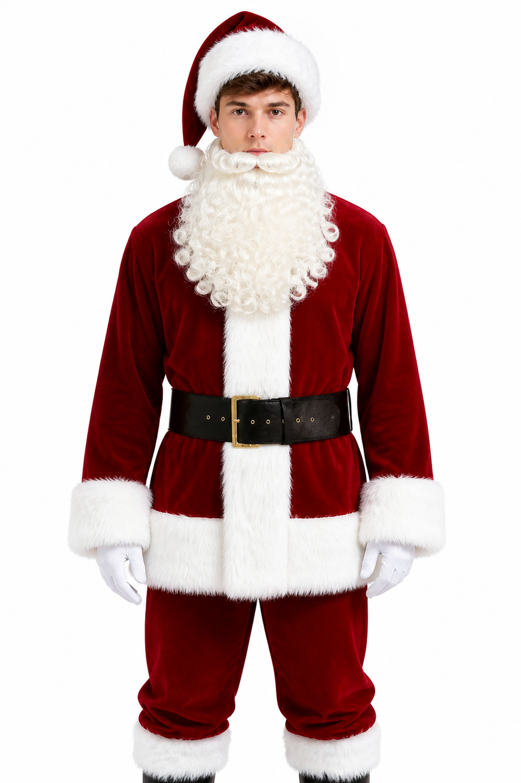 Red Ded Moroz Costume with Fur-Trimmed Details
