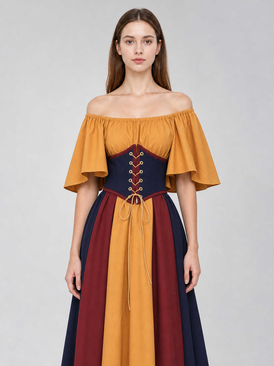 Medieval Dress with Corset Lacing and Sleeves