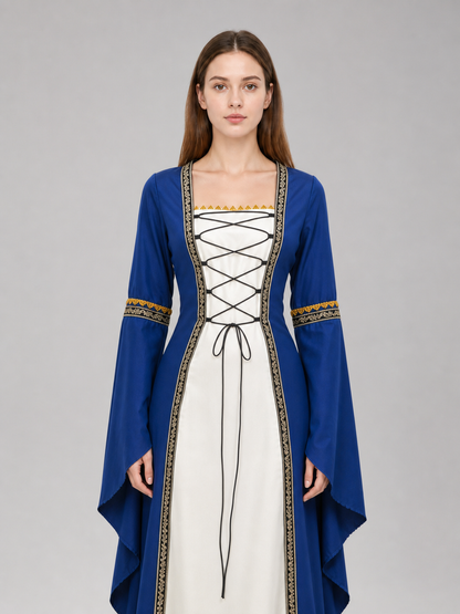 Medieval Dress with Lacing and Gold Trim
