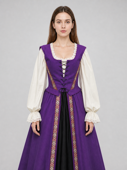 Renaissance Medieval-Style Dress with Lacing