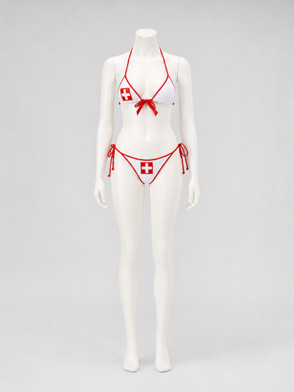 Nurse Cosplay Bikini Swimsuit with Cross Costumes detail 3