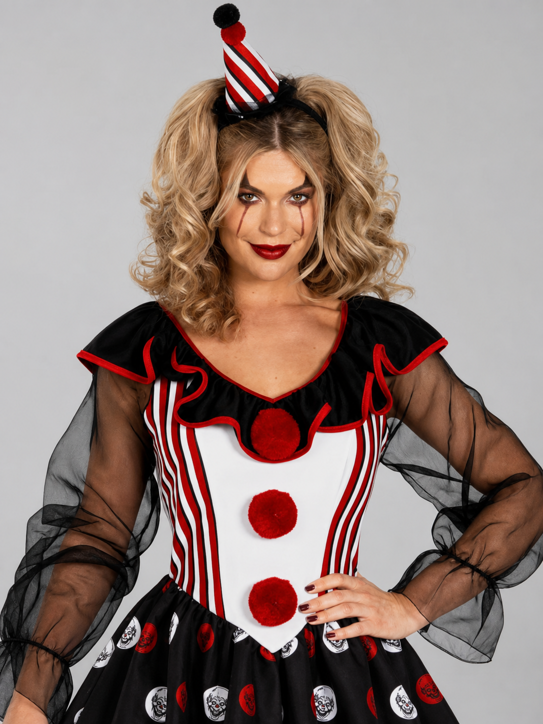 Circus-Style Clown Costume for Stage Performances