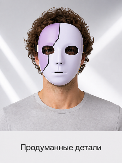 White Carnival Mask with Black Cracks