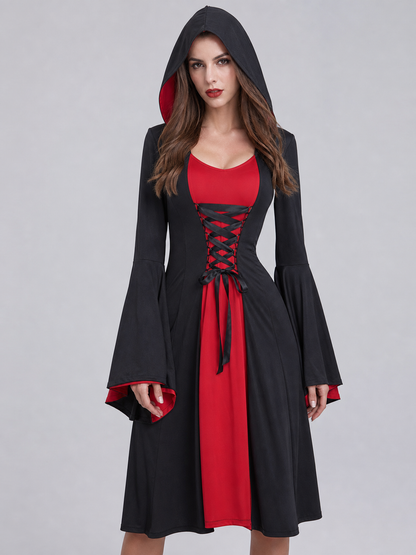 Pirate-Style Carnival Dress, Black and Red