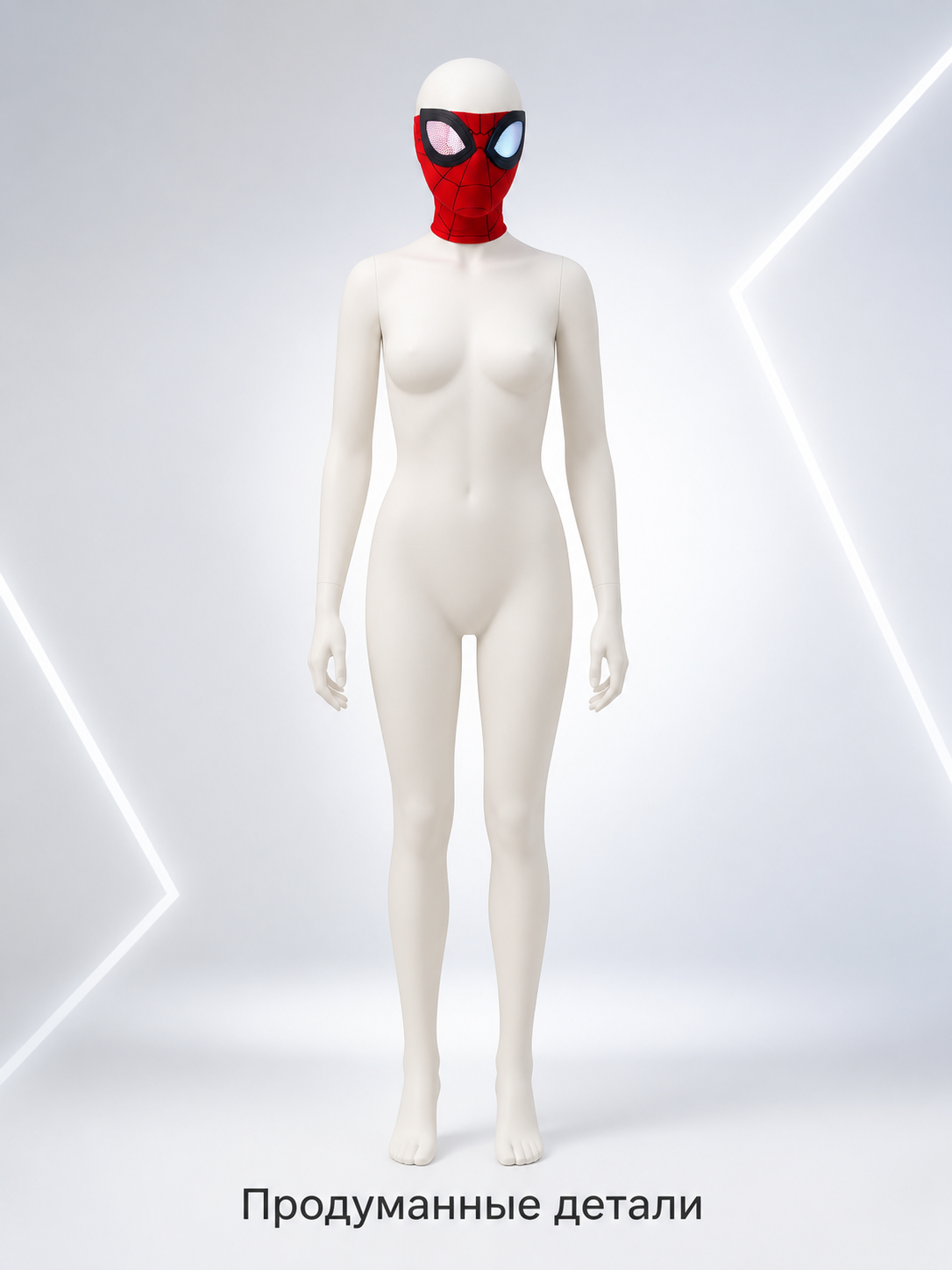 Red-and-Black Carnival Mask with White Mesh Eyes