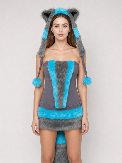 Animal Costume with Hood, Tail, and Leg Warmers