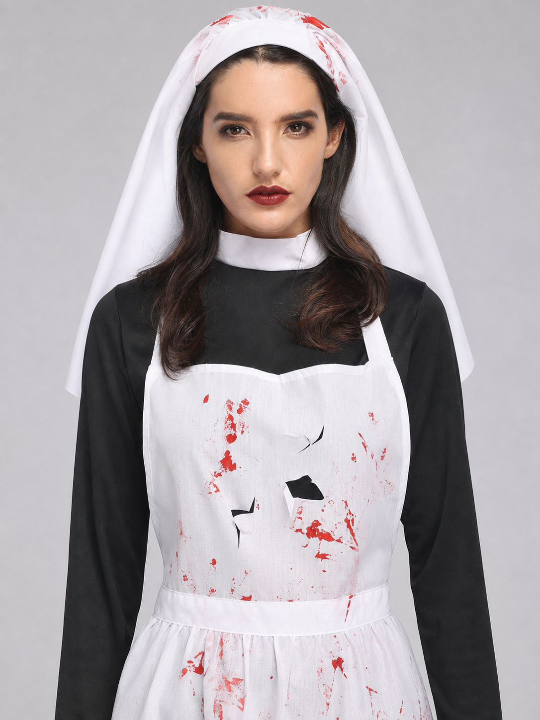 Halloween Costume: Black-and-White Robe with Bloody Pattern