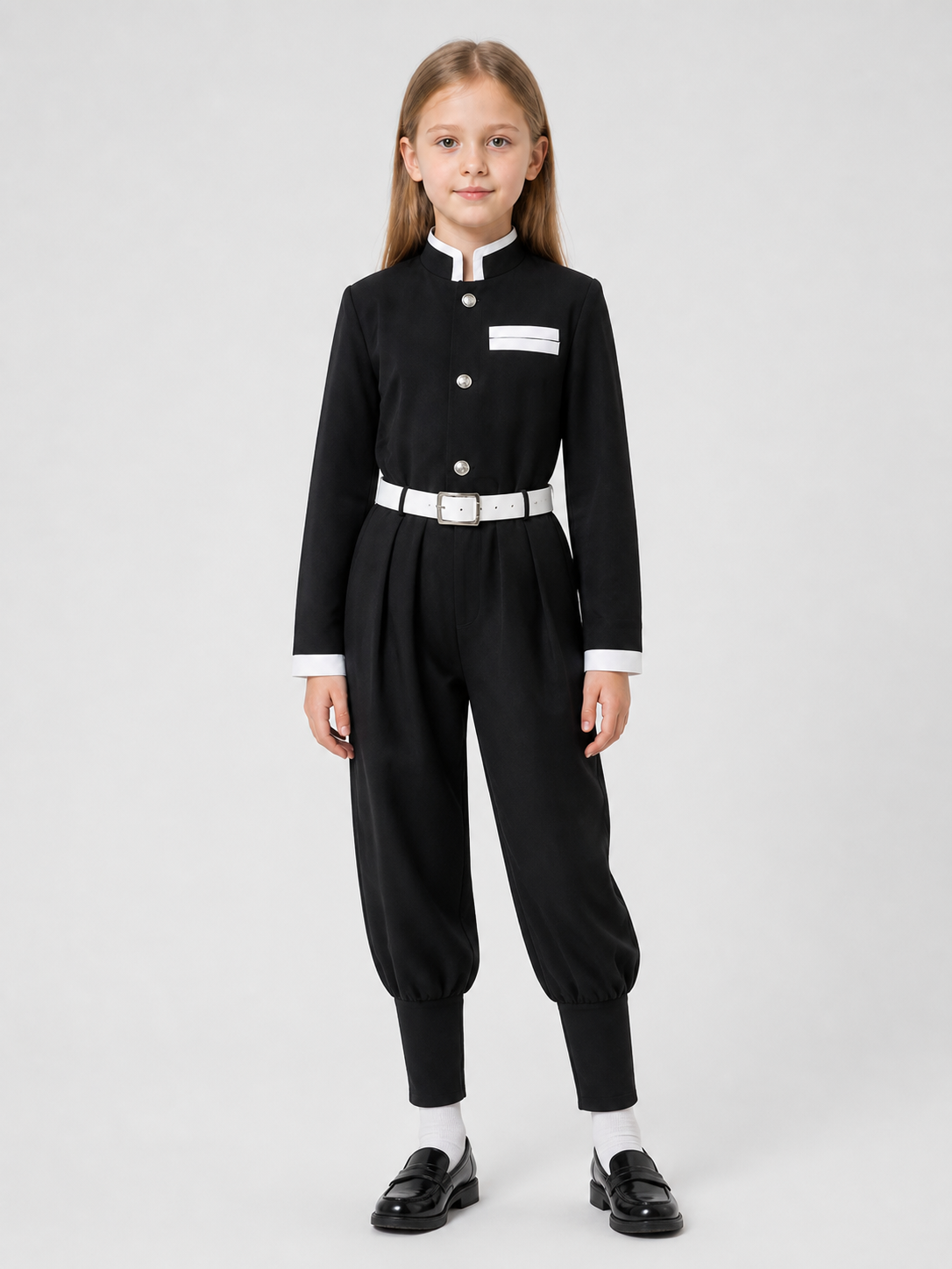 Shinobu Butterfly Cosplay Costume, Black Set with Belt Costumes detail 3