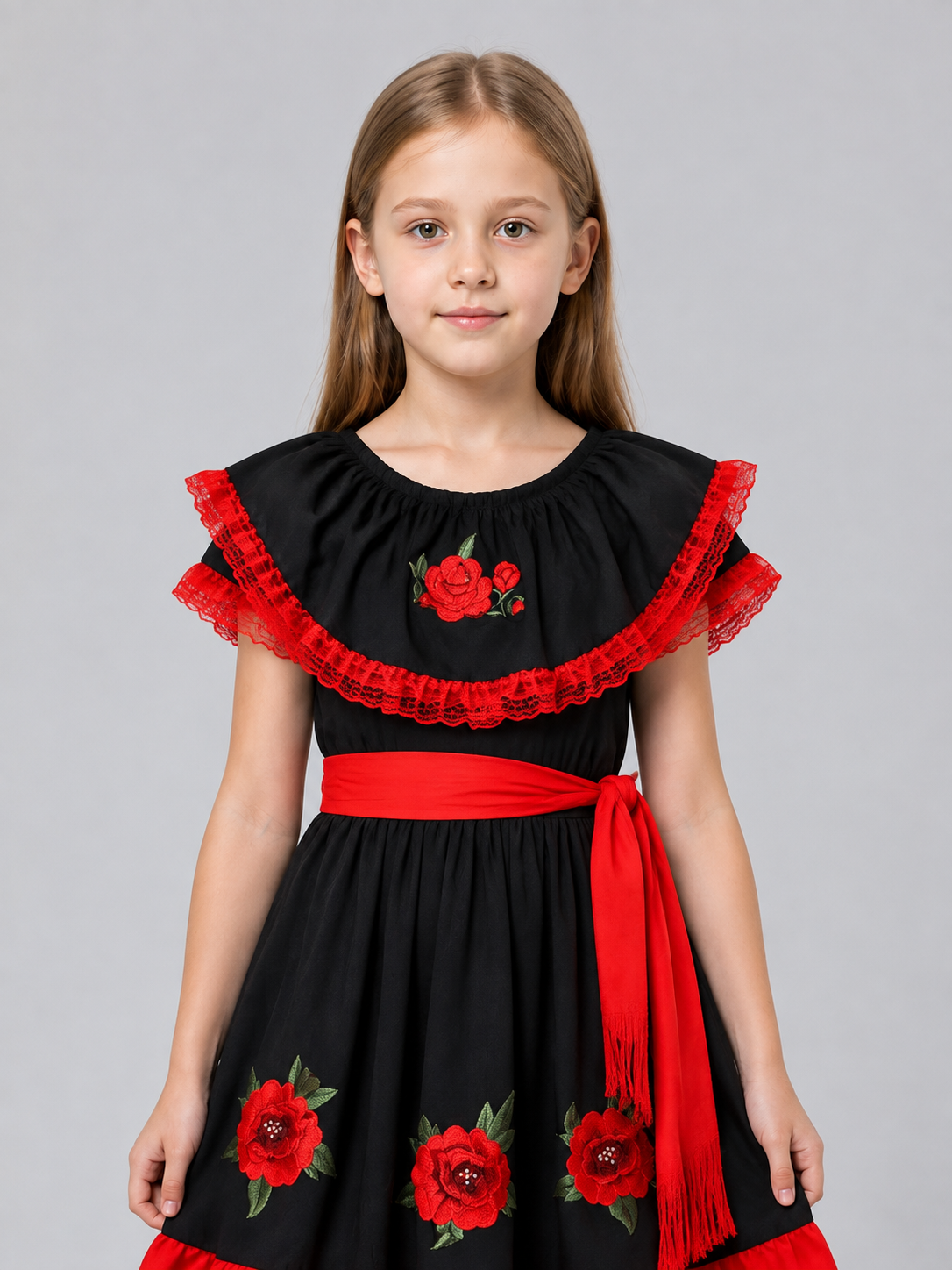 Children's Carnival Dress with Red Ruffle and Belt Costume Dresses detail 2