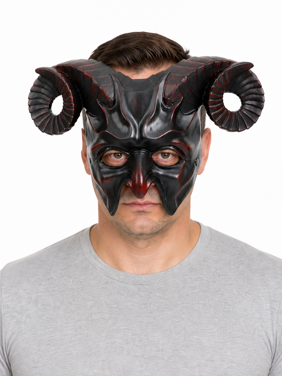 Black ram horn carnival mask product view 23