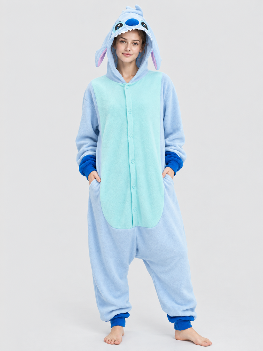 Fleece Hooded Pajama Jumpsuit with Ears