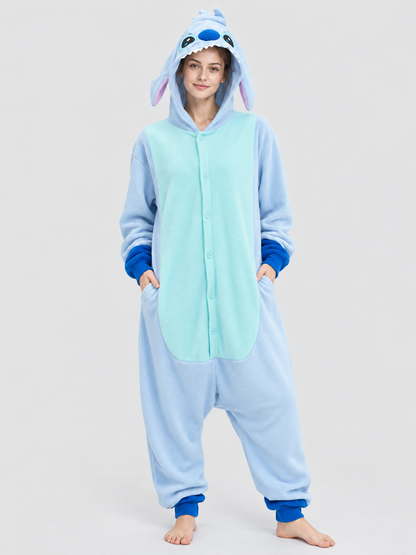 Fleece Hooded Pajama Jumpsuit with Ears
