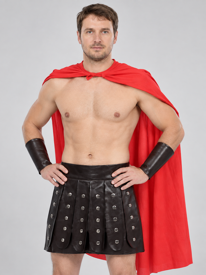 Spartan-Style Carnival Costume with Red Cape