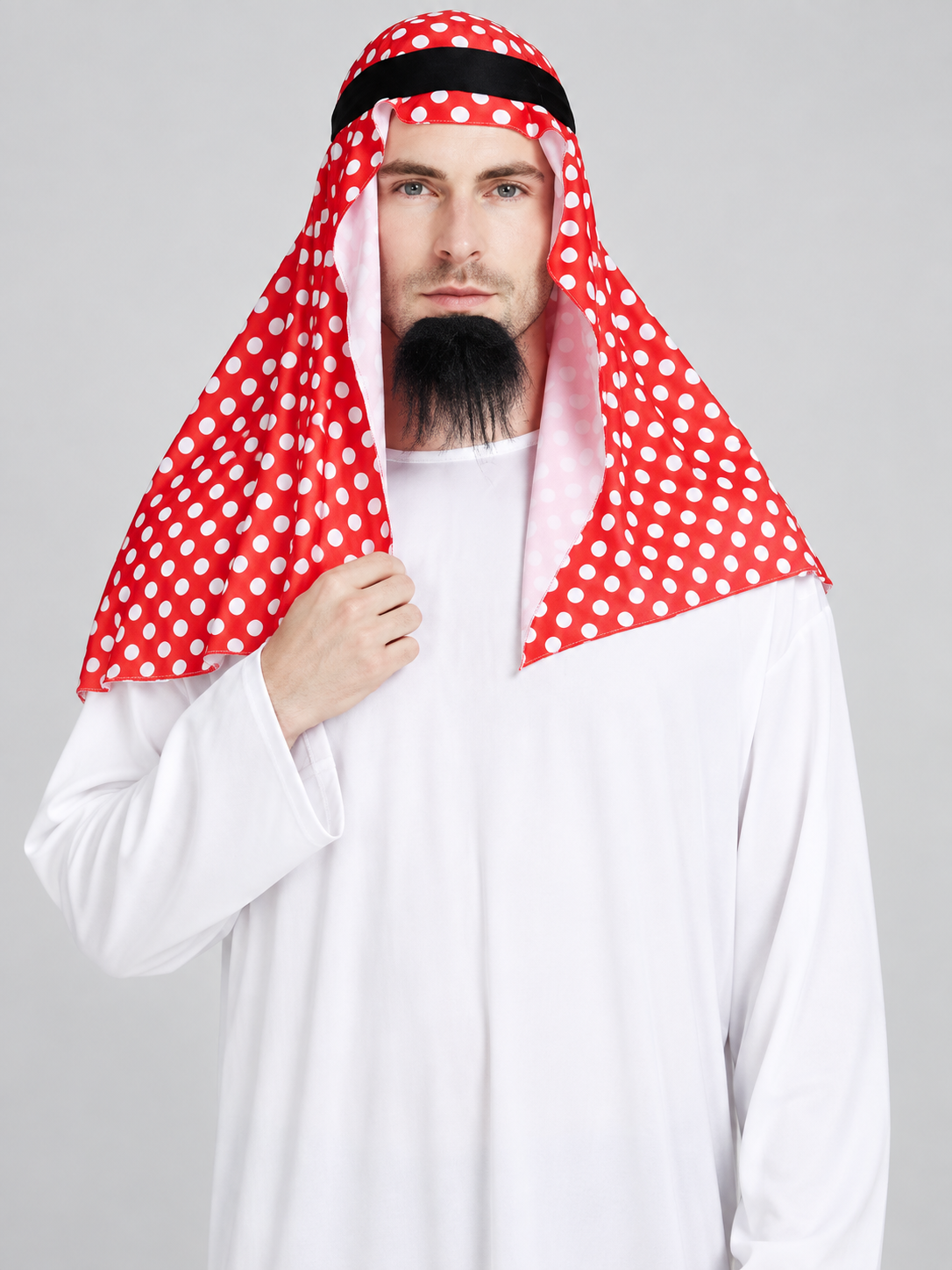 Carnival Costume with Polka-Dot Scarf and Beard