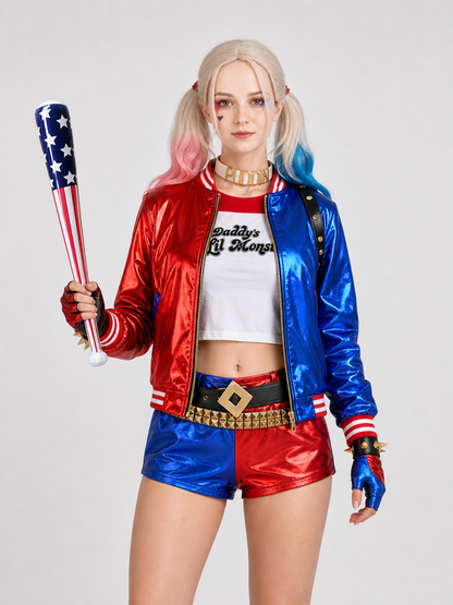 Harley Quinn Cosplay Costume Set with Wig Costume Wigs detail 3
