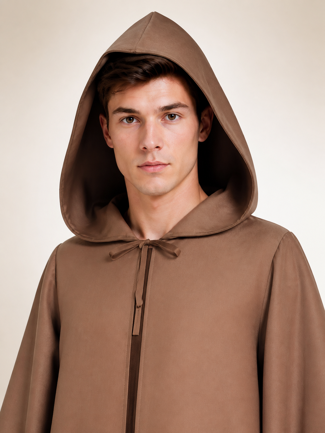Long Brown Hooded Carnival Cloak Costume Capes detail 2