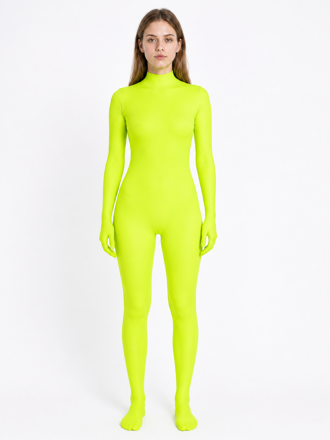 Hooded Zentai bodysuit, yellow-green product detail 2