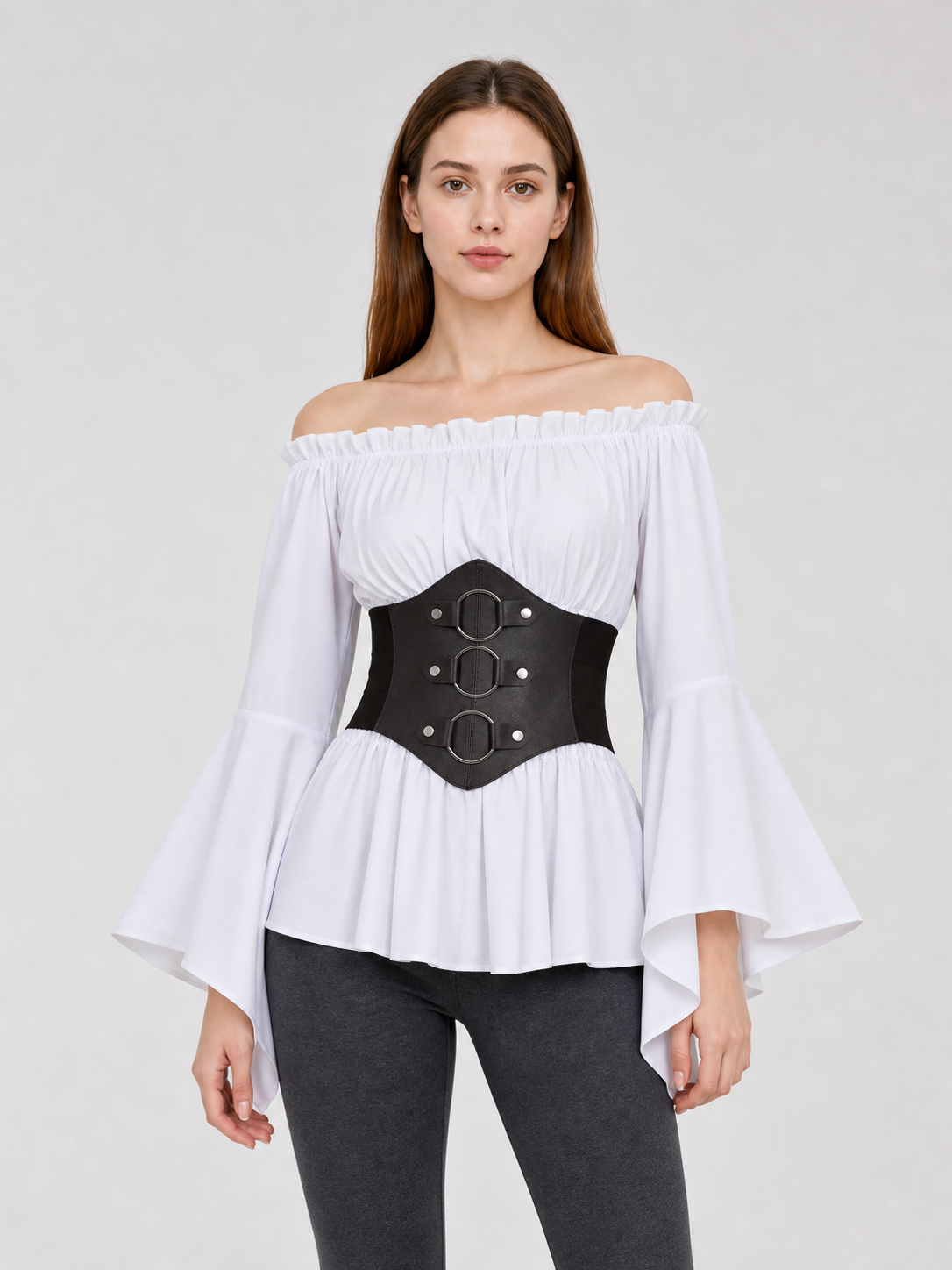Off-the-Shoulder Blouse with Belt for Cosplay