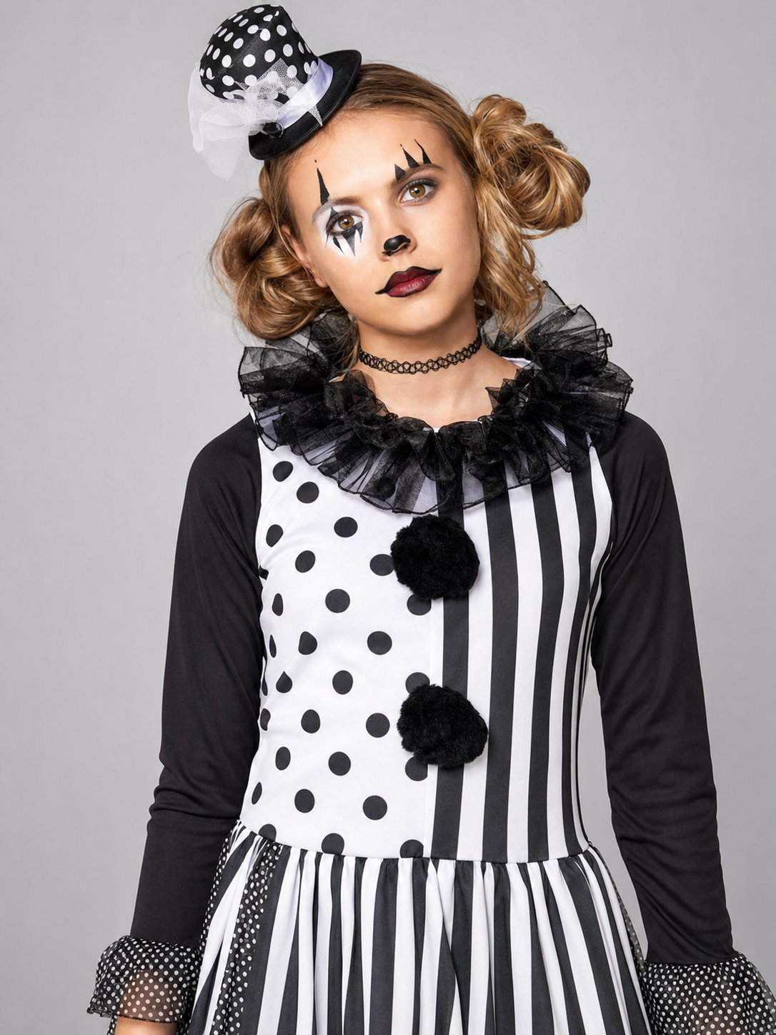 Black-and-White Striped Clown Costume