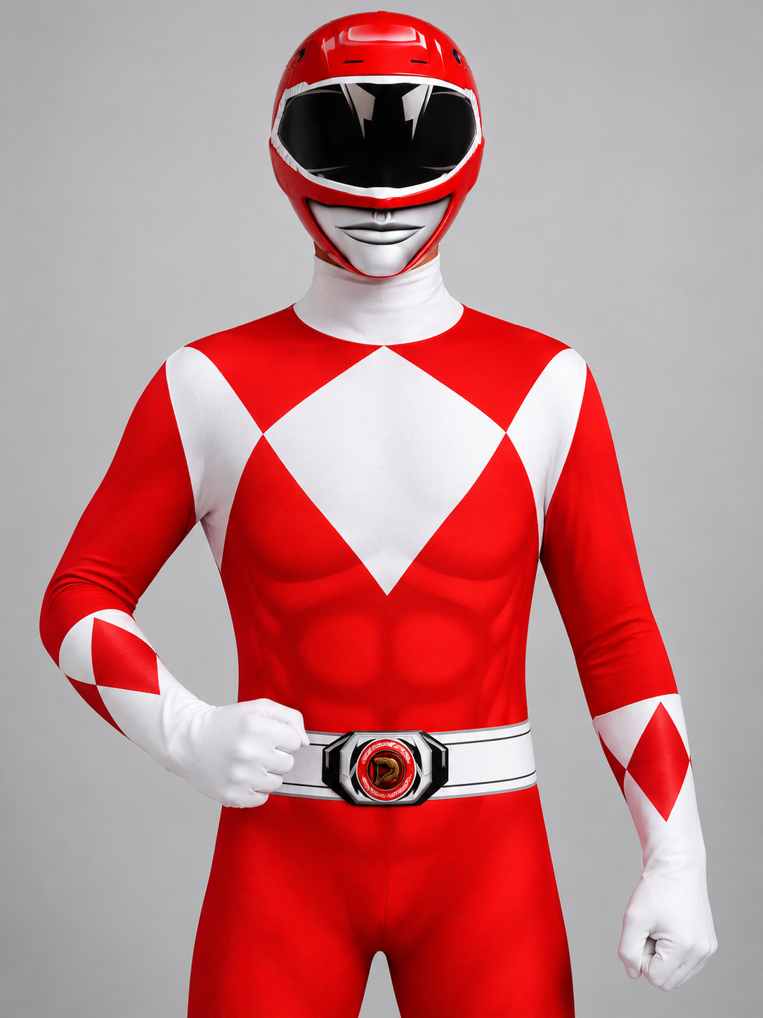 Red and White Cosplay Costume with Mask