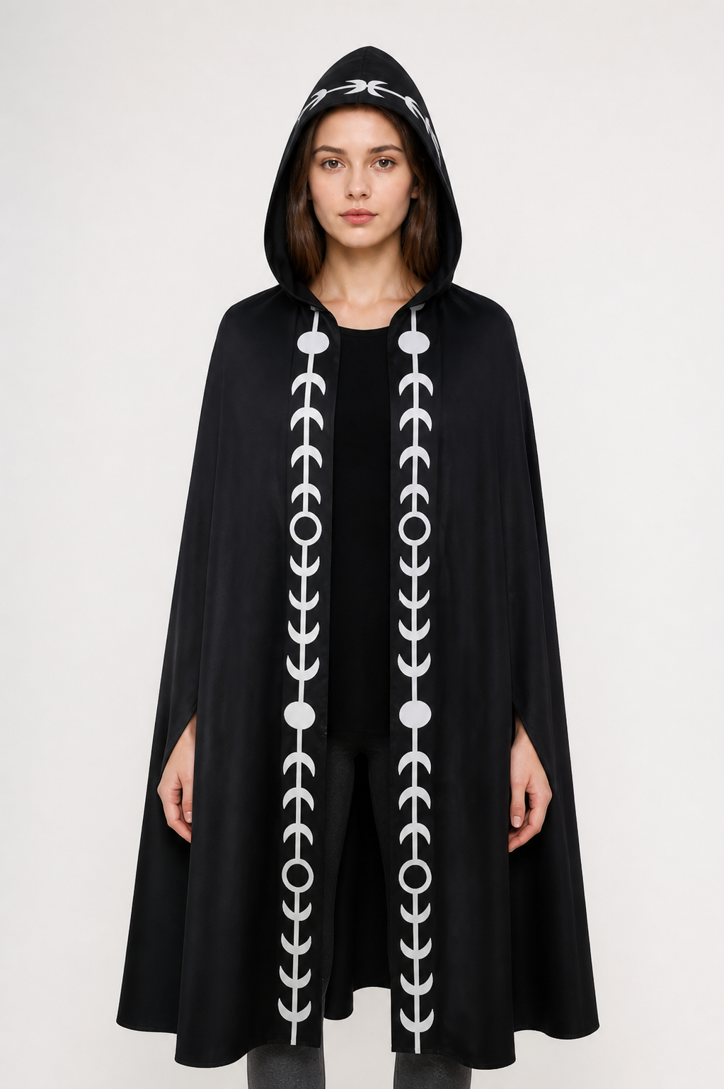 Long Black Hooded Cloak Cape Costume Capes detail 3