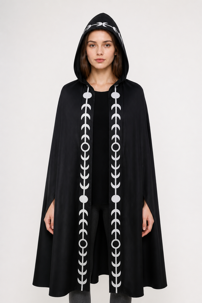 Long Black Hooded Cloak Cape Costume Capes detail 3