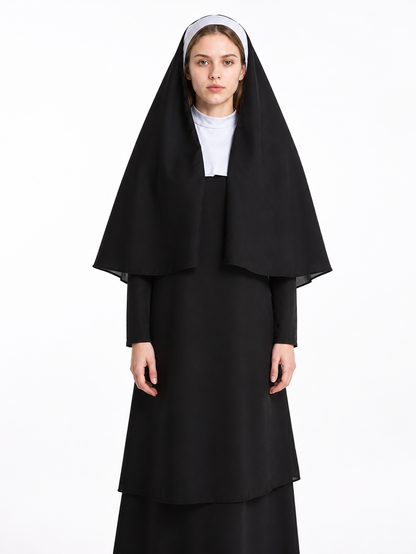 Carnival Nun Costume with White Headdress Costumes detail 3