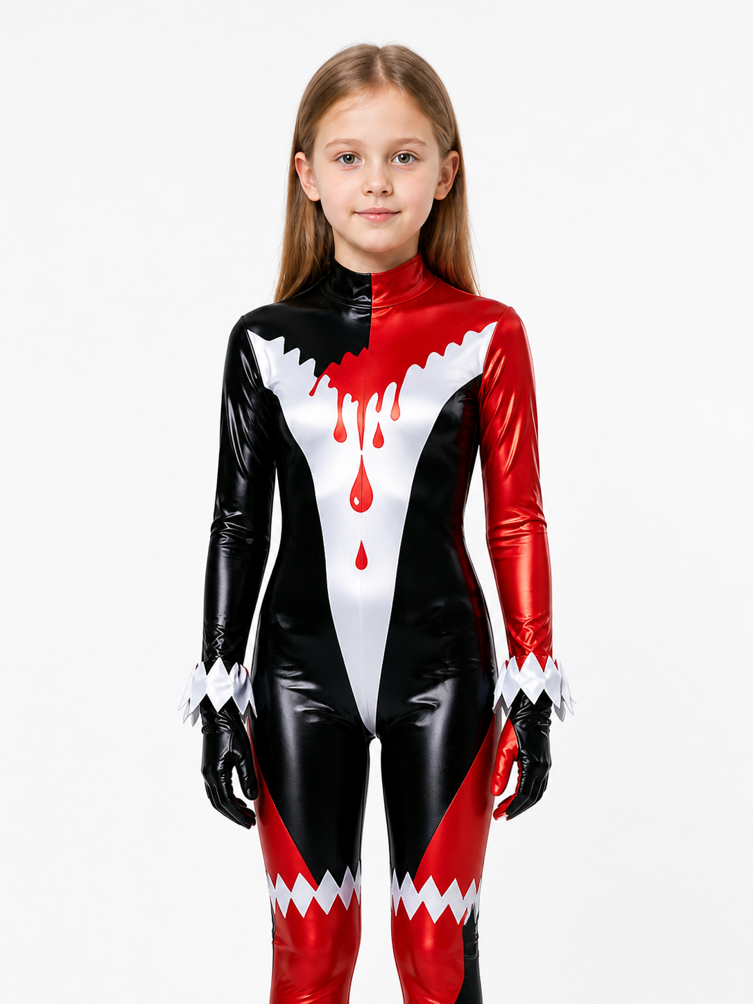 Black, Red, and White Clown Jumpsuit with Bloodstains product detail 3