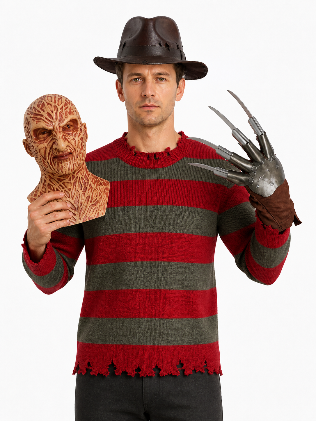 Freddy Krueger Costume with Mask and Gloves for Halloween
