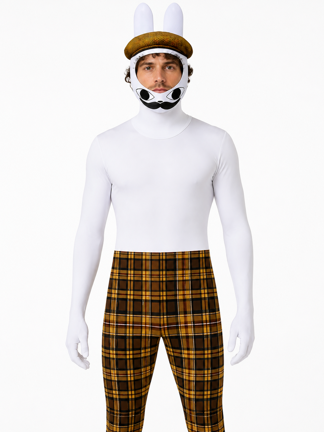 Rabbit Costume with Mask and Plaid Jumpsuit Costume Masks detail 3