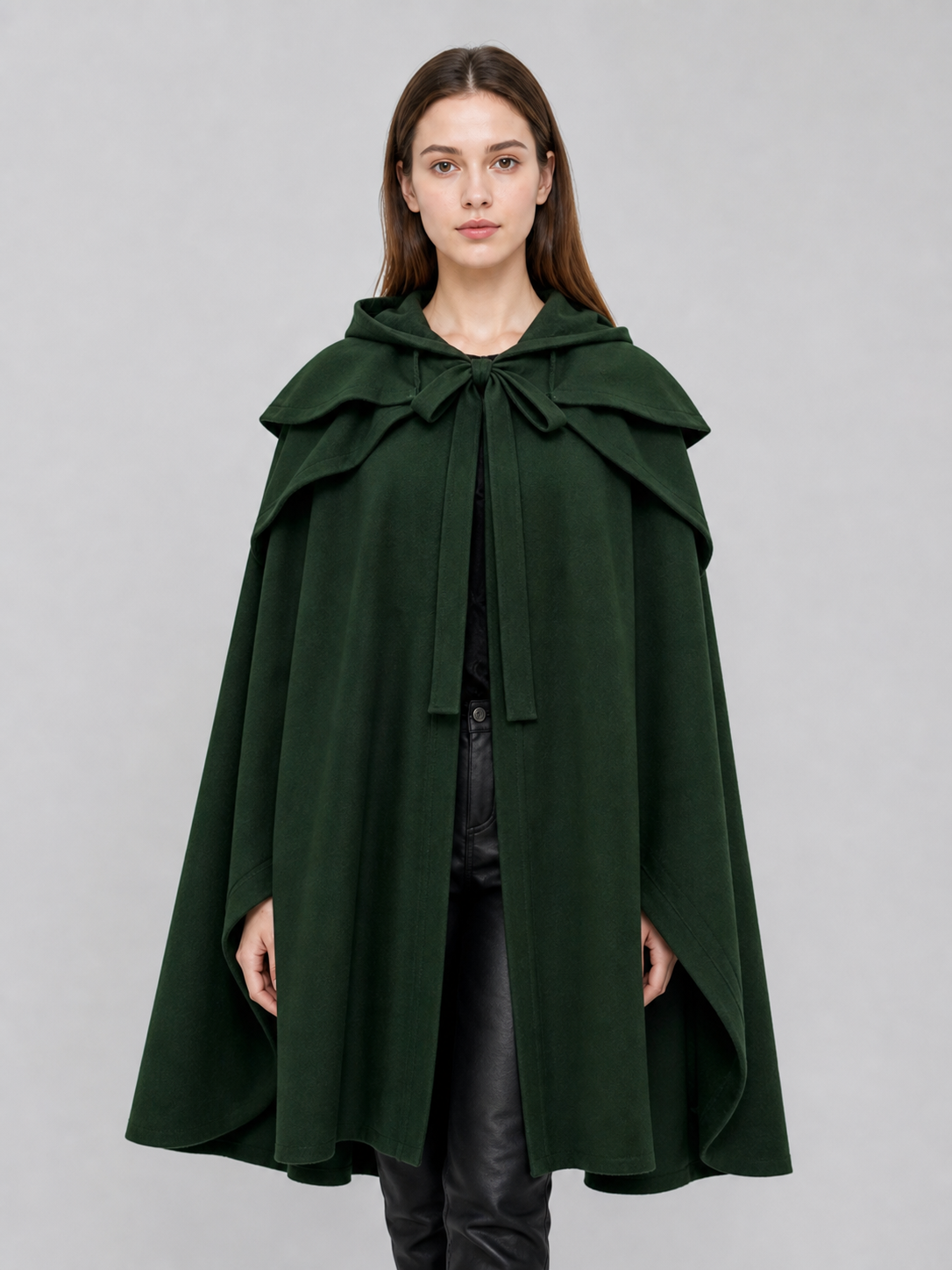 Gothic Medieval Hooded Cloak, Dark Green