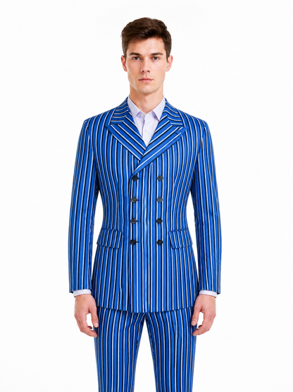 Blue Striped Two-Piece Cosplay Suit Costumes detail 3