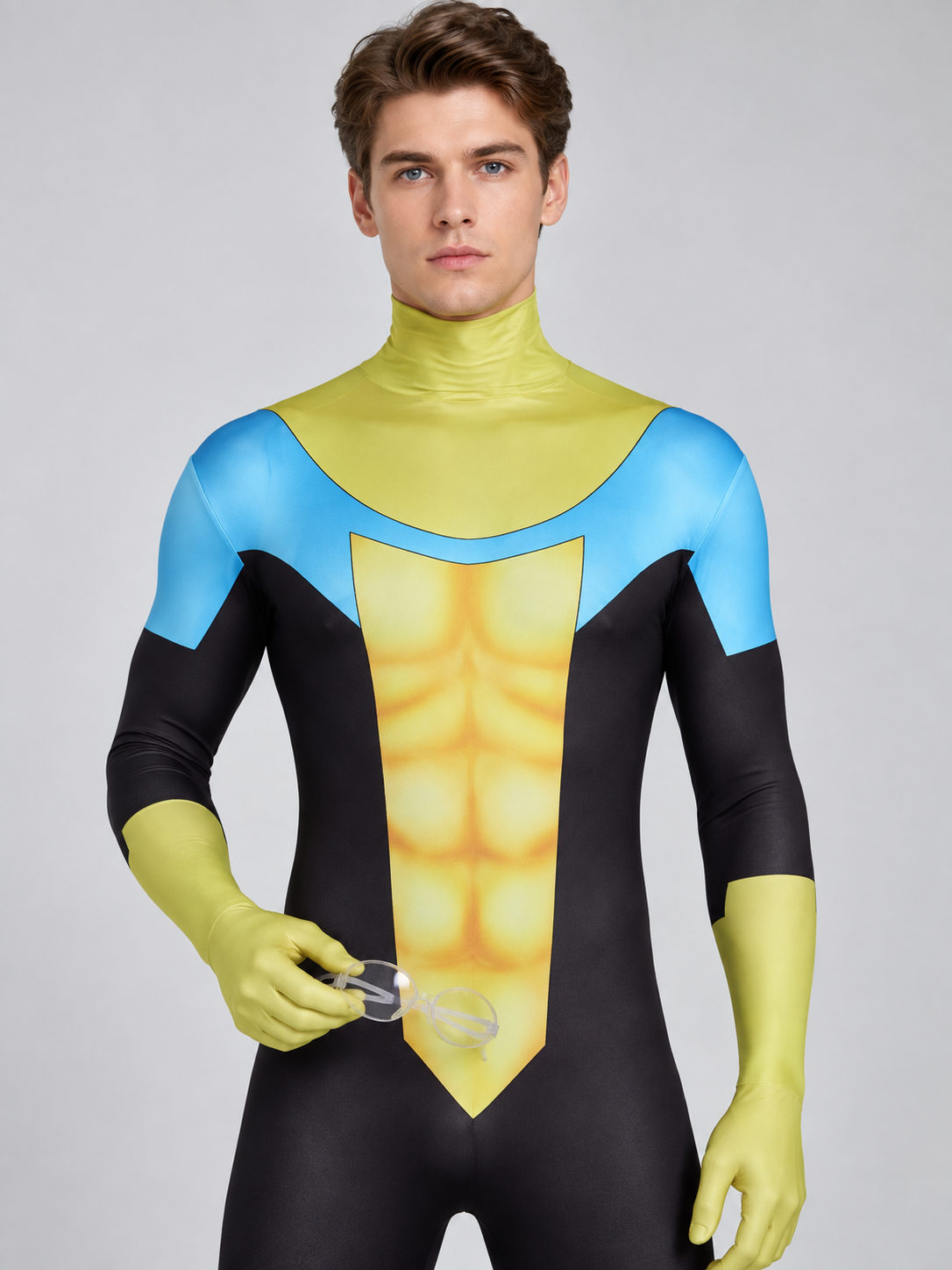 Superman Cosplay Jumpsuit Costume Yellow Spandex