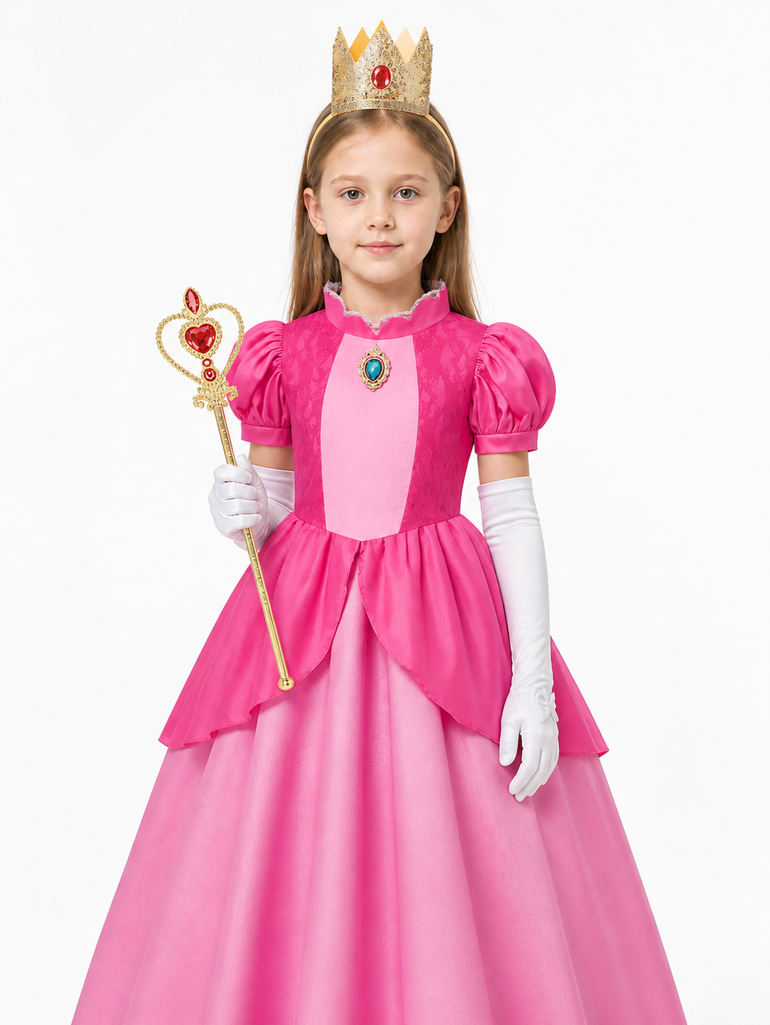 Pink Princess Costume with Crown and Scepter Costume Headwear detail 3