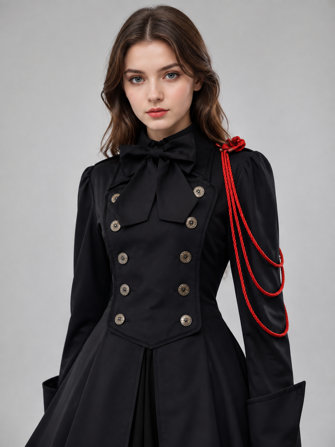 Gothic Dress with Bow and Back Lacing Costume Dresses detail 2