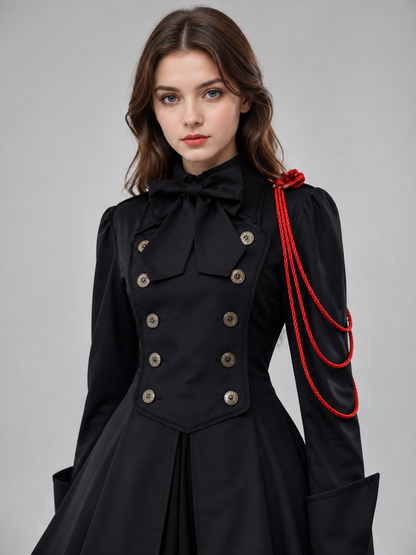Gothic Dress with Bow and Back Lacing Costume Dresses detail 2
