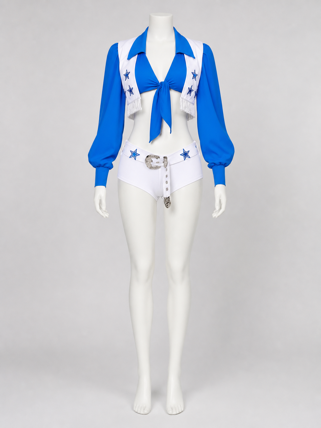 Blue and White Stage Costume with Stars and Fringe