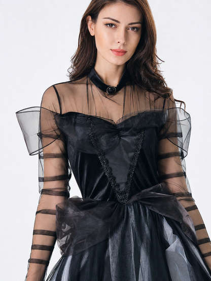 Gothic Witch Costume Dress with Full Skirt