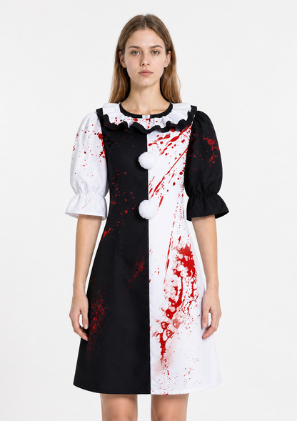 Clown Carnival Dress with Blood Print Costume Dresses detail 3
