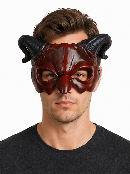 Red Carnival Mask with Horns for Halloween and Cosplay Costume Masks detail 2