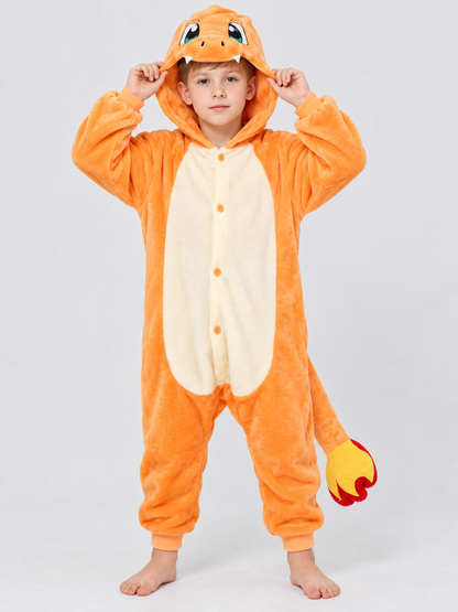 Kids Hooded Pajama Jumpsuit with Animal Face
