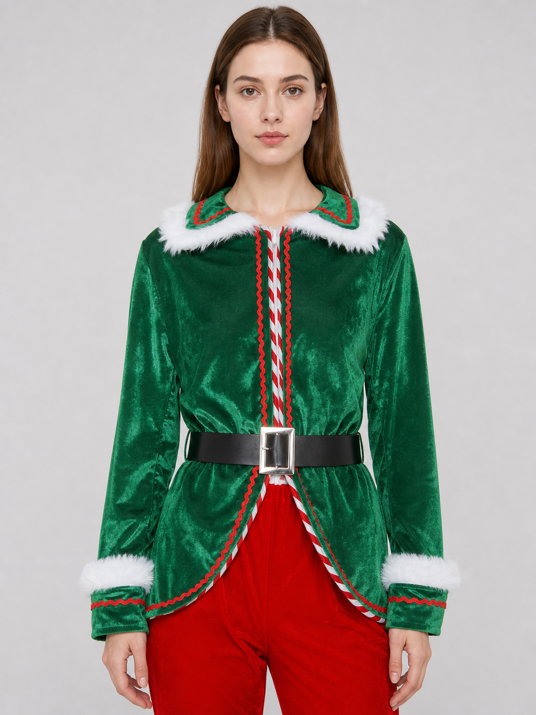Christmas Character Costume with Hat and Belt Costume Headwear detail 2