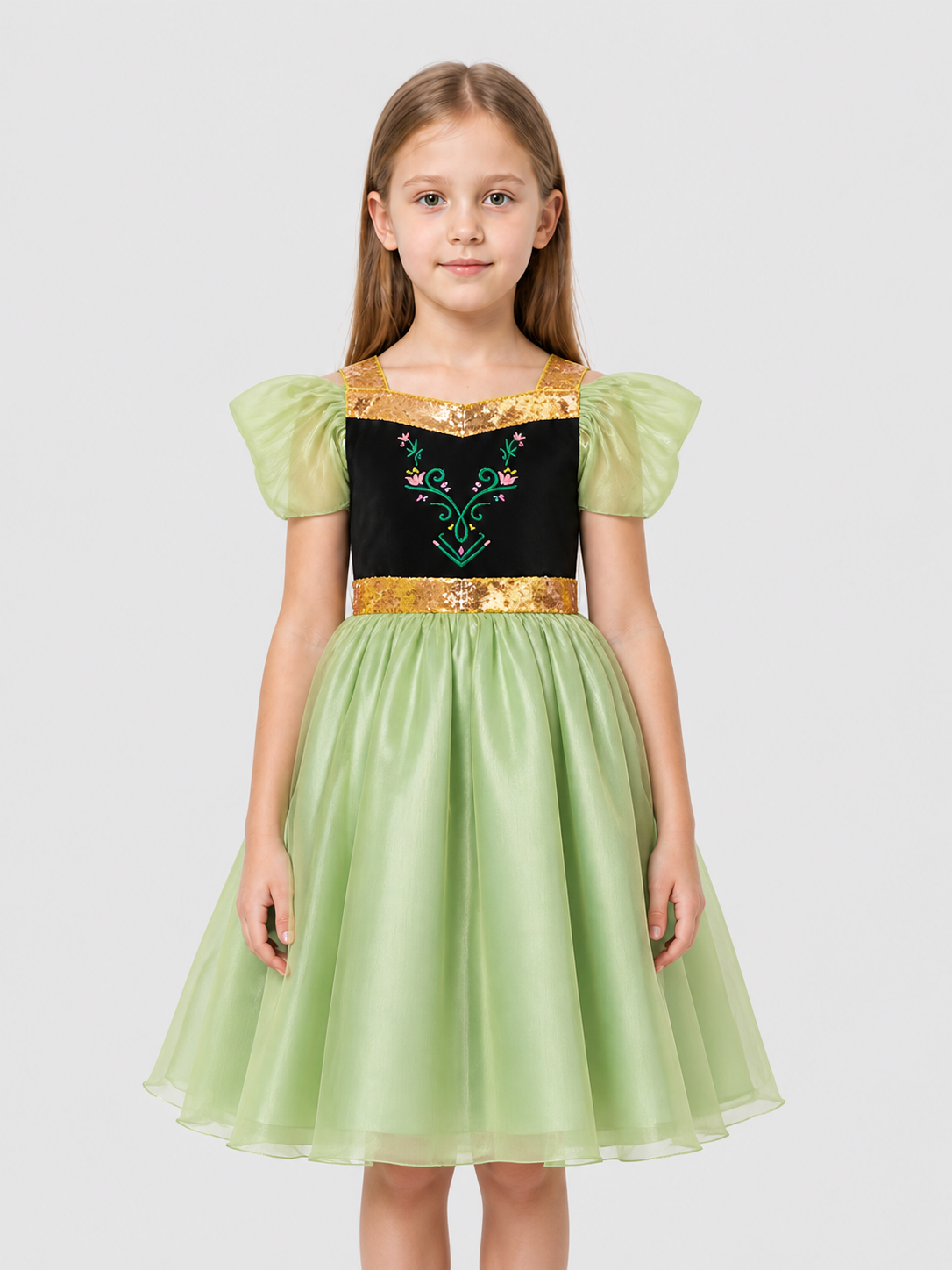 Green Princess Dress for Girls with a Tulle Skirt Costume Dresses detail 3