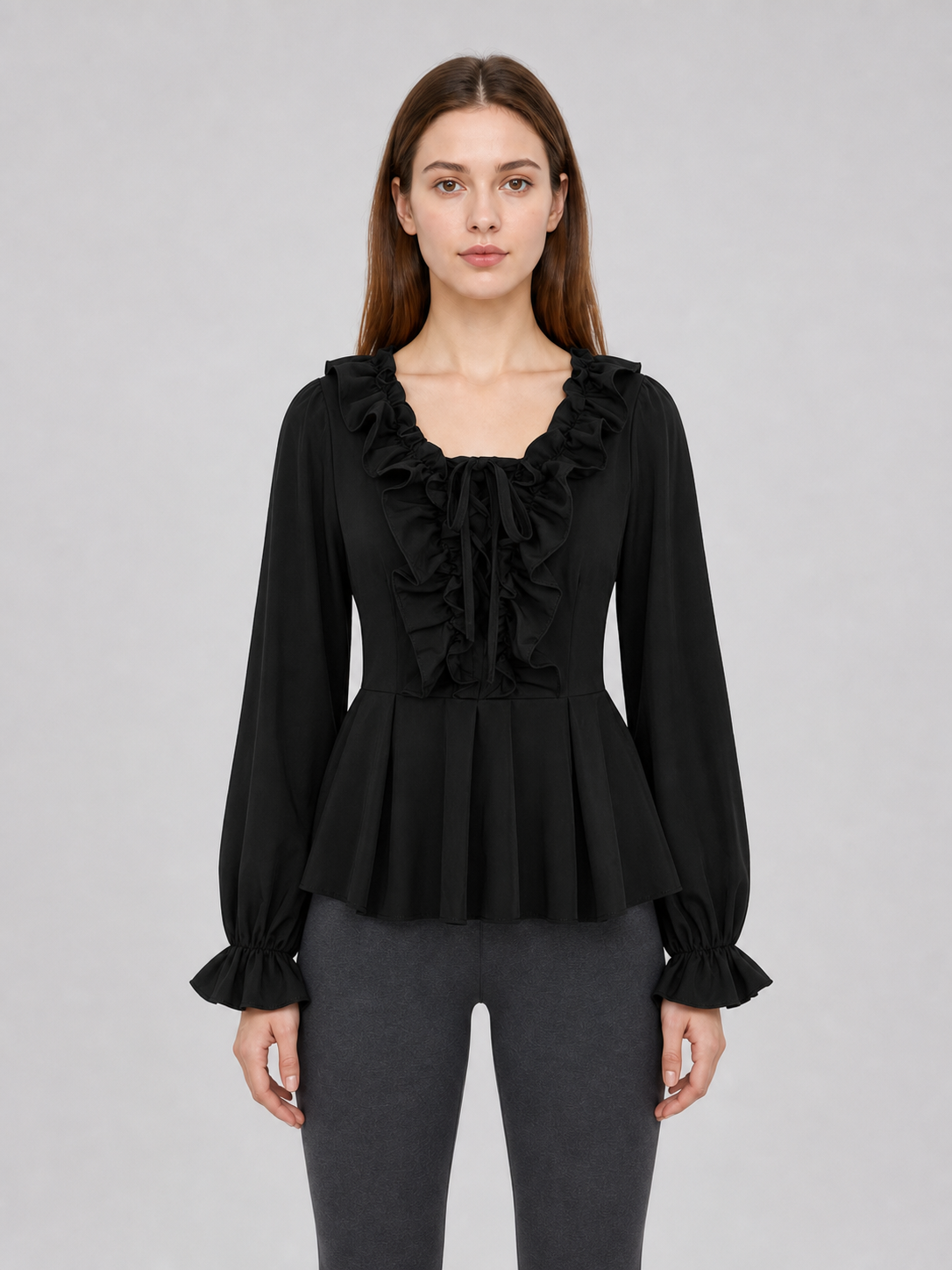 Renaissance-Style Shirt with Jabot and Lacing