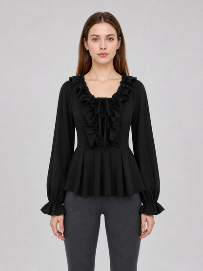 Renaissance-Style Shirt with Jabot and Lacing