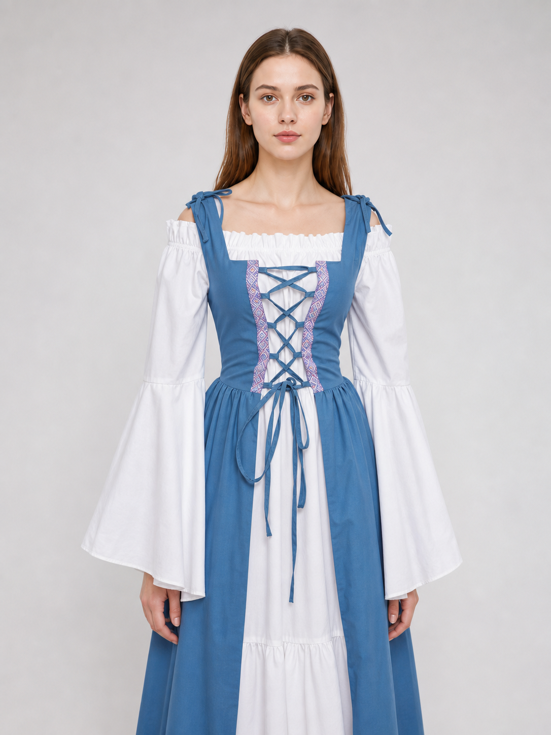Medieval-Style Dress with a Square Neckline