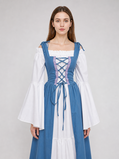 Medieval-Style Dress with a Square Neckline
